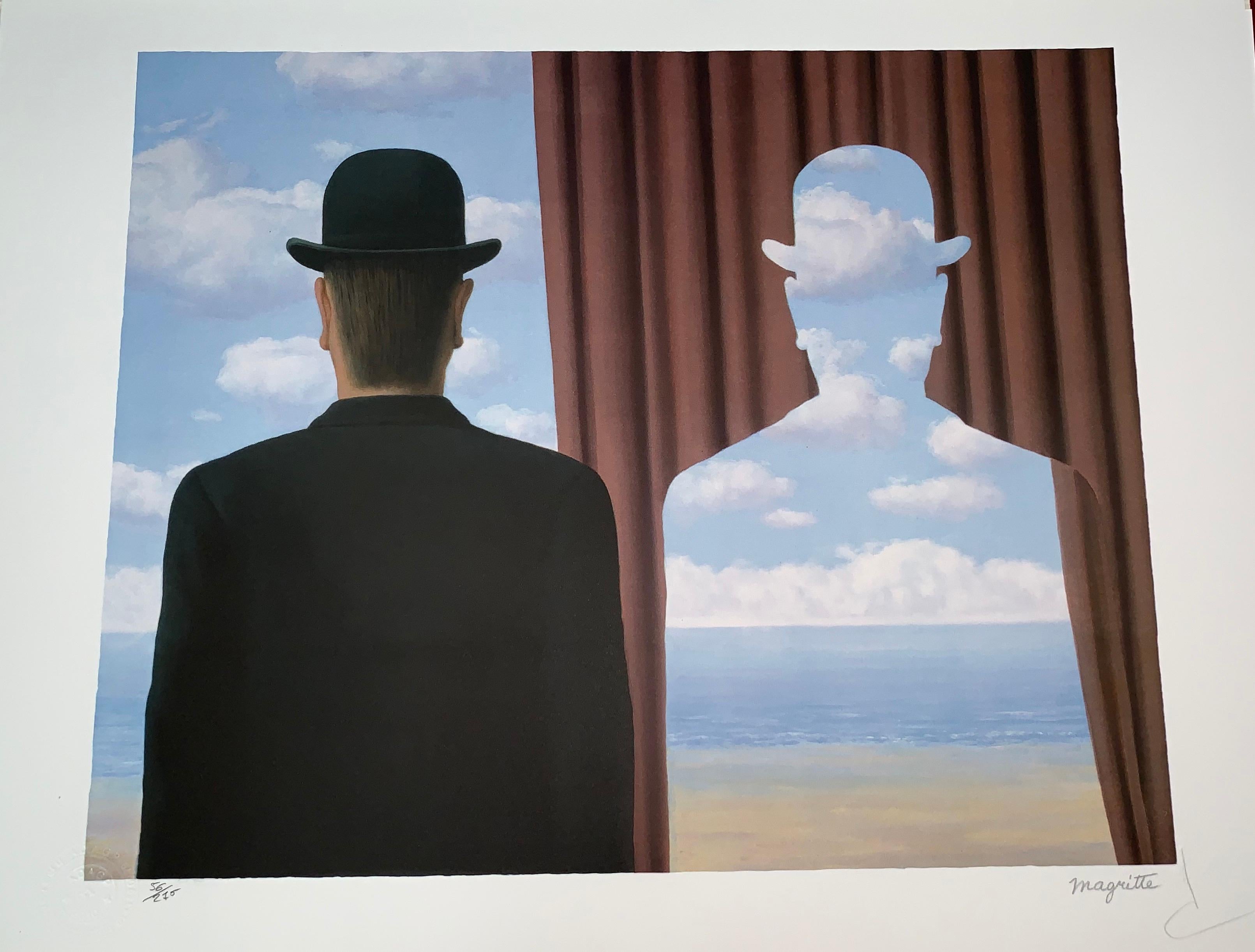 Unternehmen - 20. Jahrhundert, Surrealistisch, Lithographie, Figurativer Druck – Print von (after) René Magritte