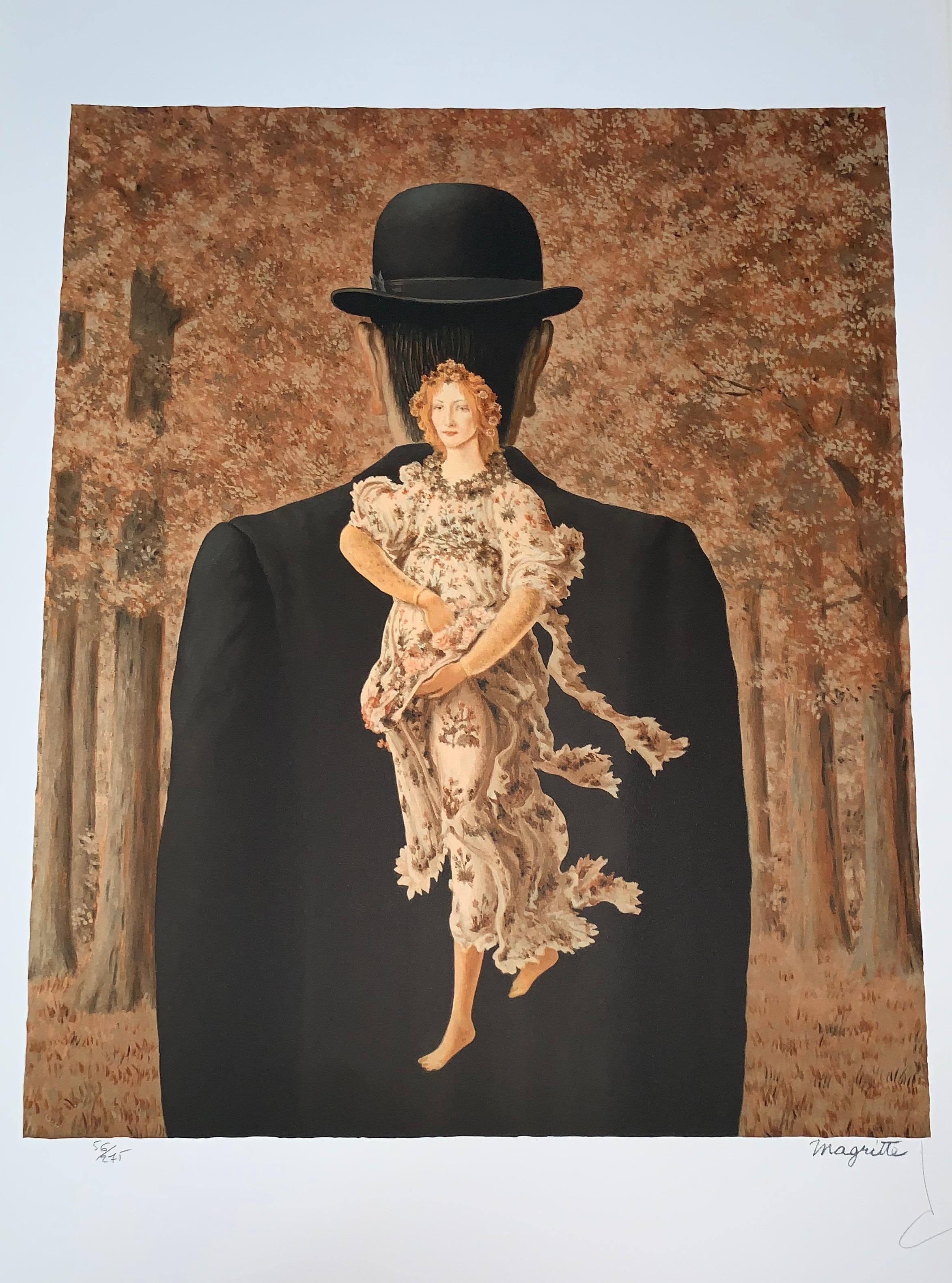Color lithograph after the 1964 oil on canvas by René Magritte, printed signature of Magritte and numbered from the edition of 275. 
The lithograph features the dry stamps of the Magritte Foundation & ADAGP and is countersigned in pencil by Mr.