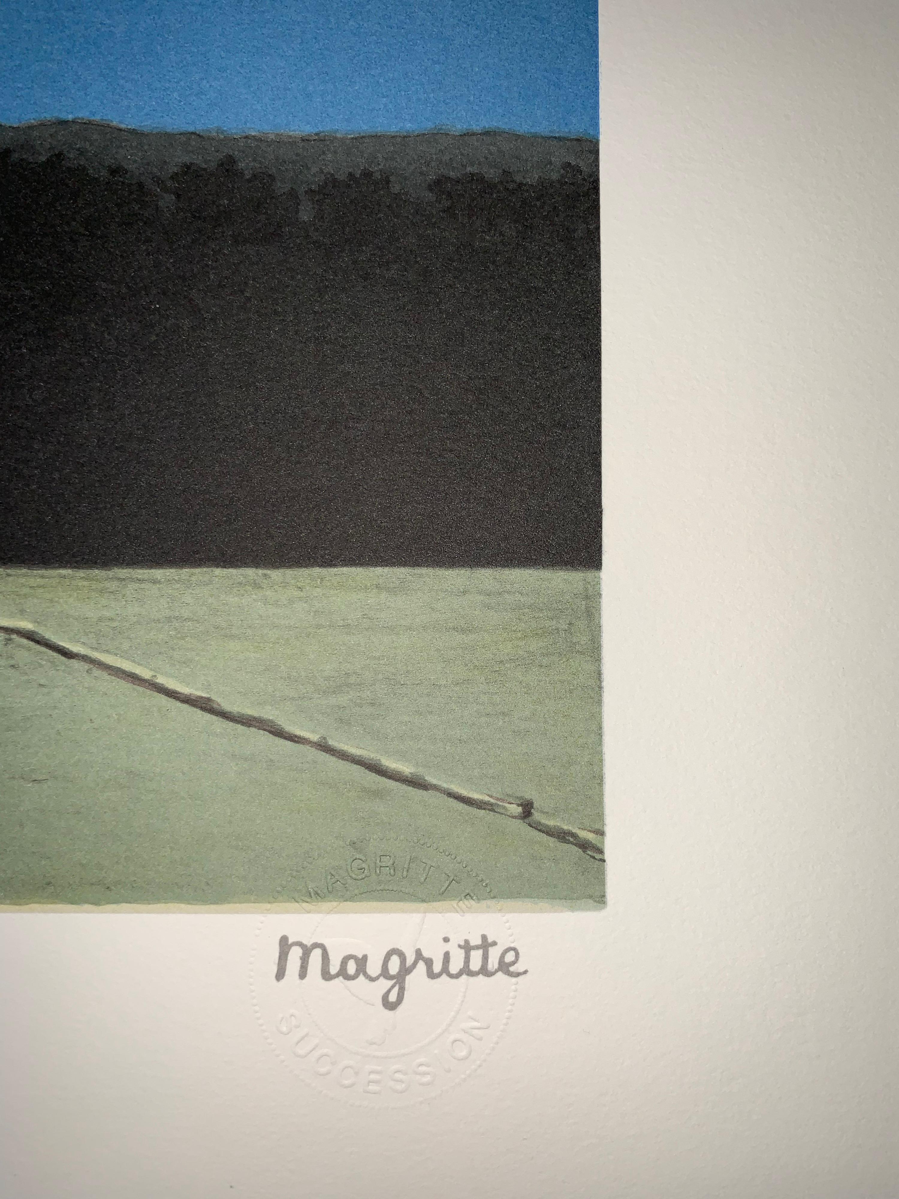 Retour - 20. Jahrhundert, Surrealistisch, Lithographie, Figurativer Druck (Surrealismus), Print, von (after) René Magritte