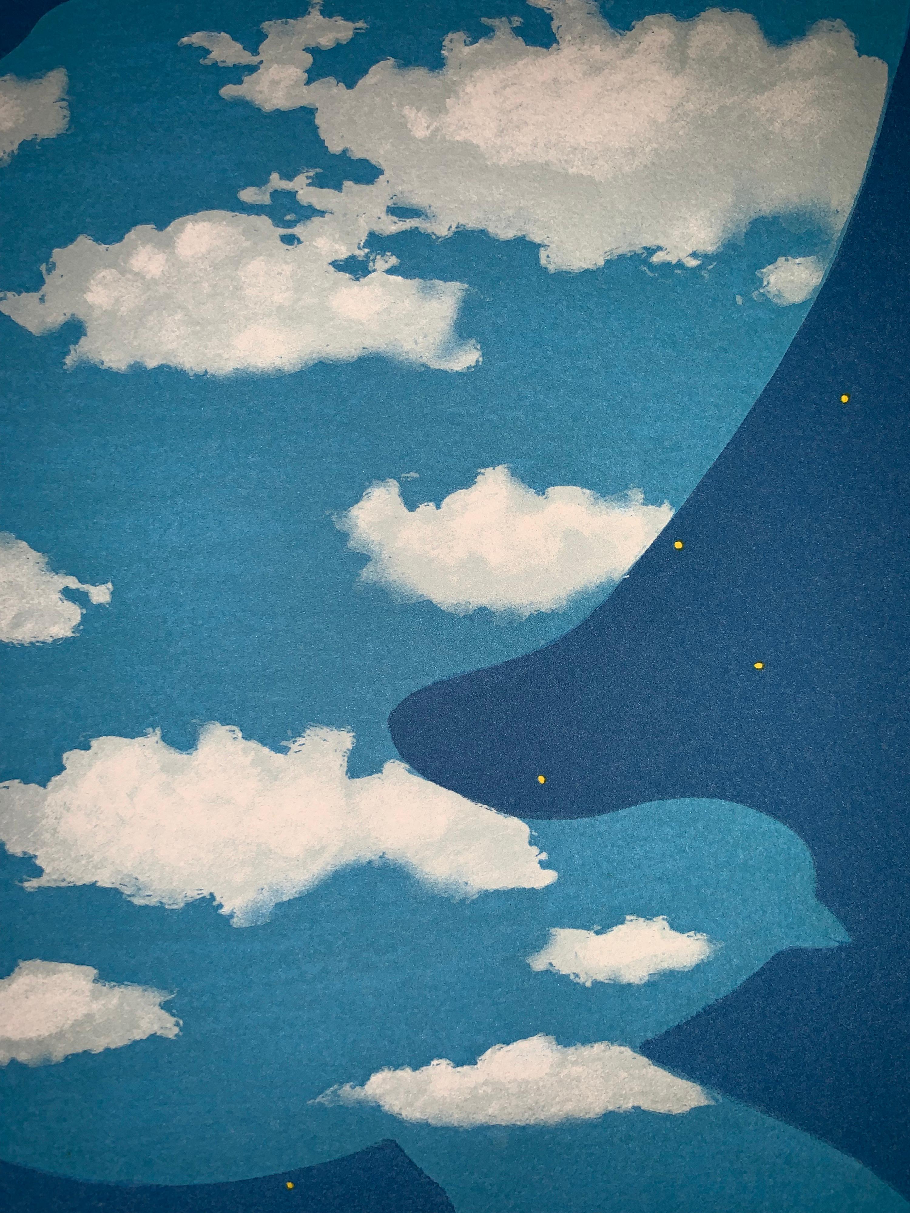 Lithographie en couleur d'après l'huile sur toile de René Magritte de 1940, signature imprimée de Magritte et numérotée de l'édition de 300. 
La lithographie porte les timbres secs de la Fondation Magritte et de l'ADAGP et est contresignée au crayon