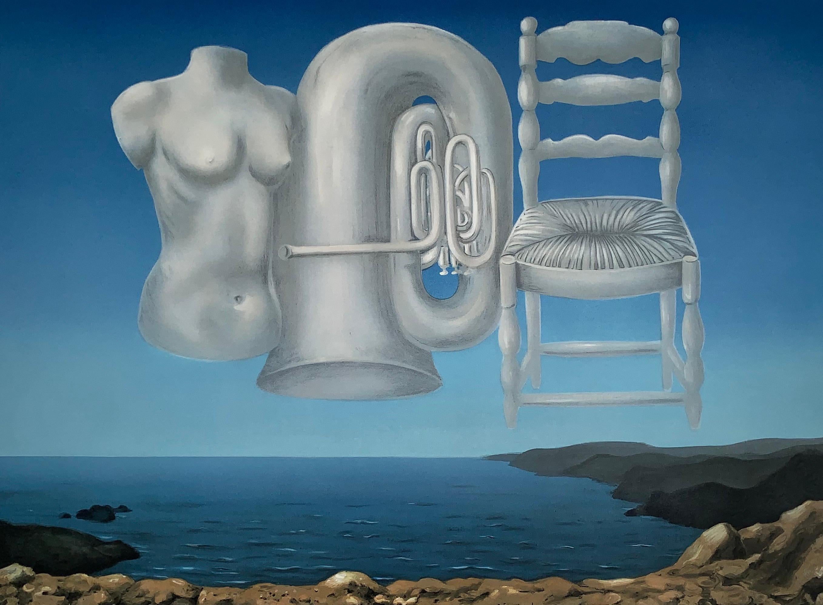 Le Temps Menacant - 20ème siècle, surréaliste, lithographie, impression figurative - Print de (after) René Magritte