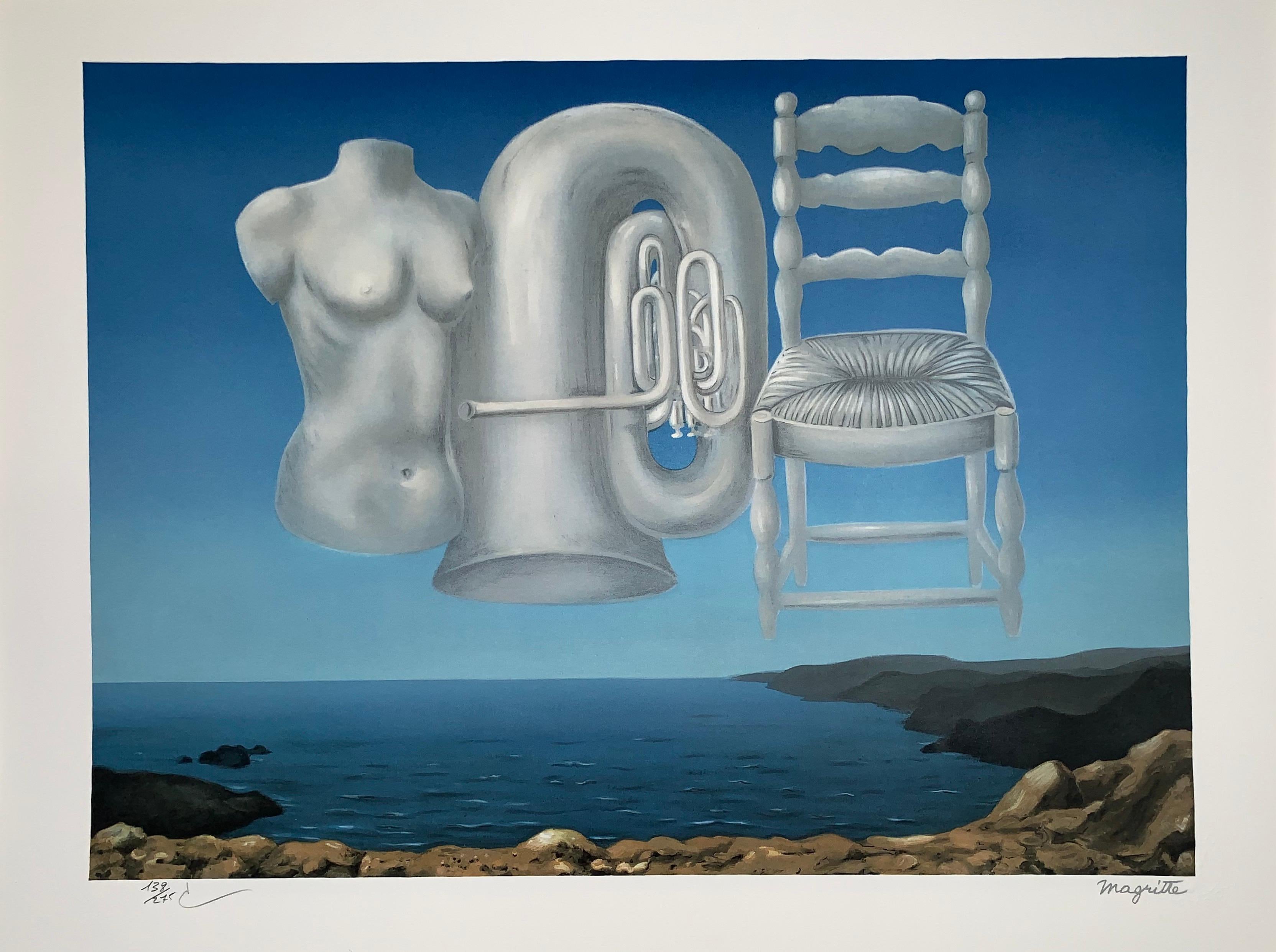 Figurative Print (after) René Magritte - Le Temps Menacant - 20ème siècle, surréaliste, lithographie, impression figurative