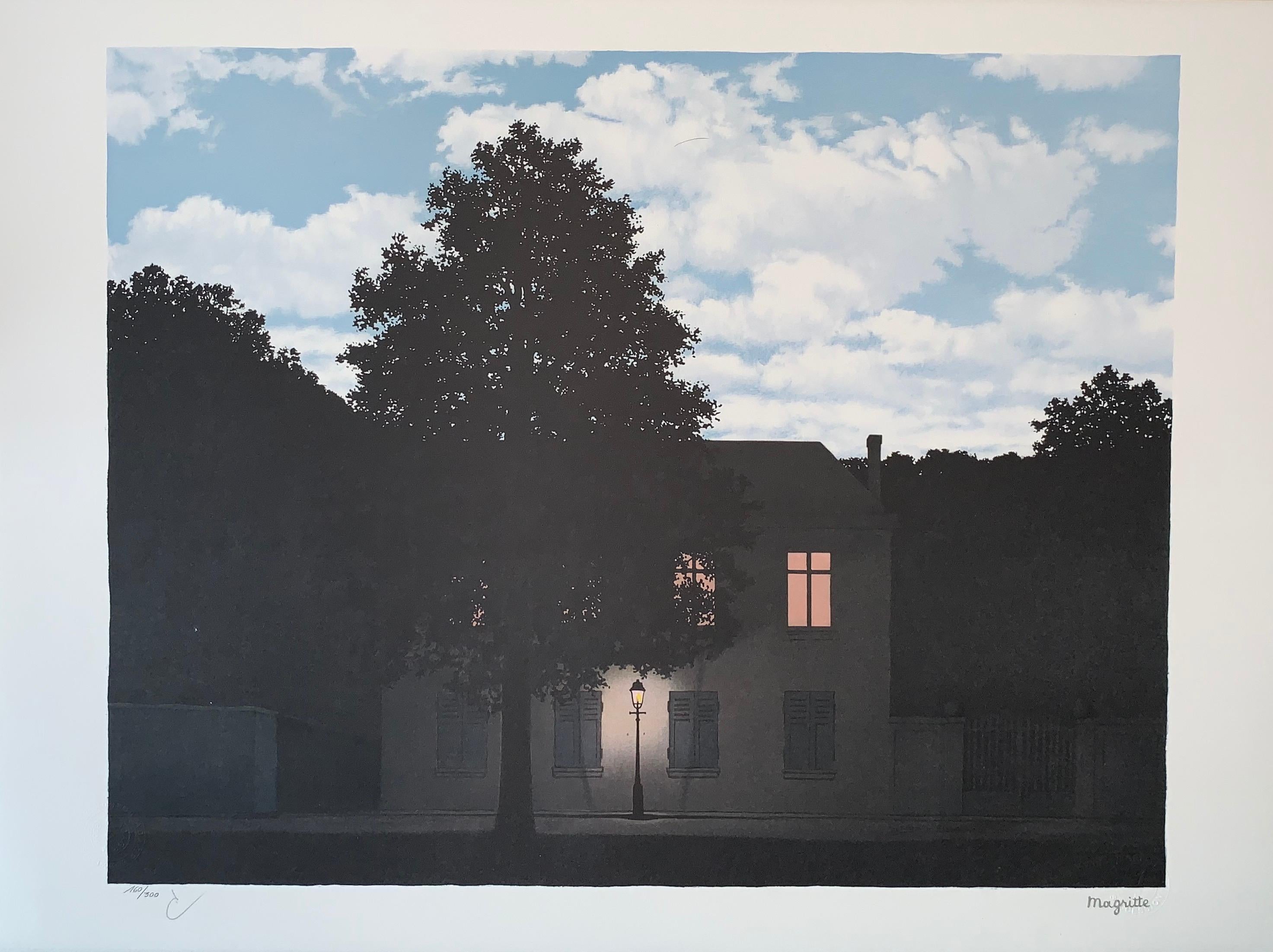 L'Empire des Lumières - 20e siècle, Surréaliste, Lithographie, Estampe figurative - Noir Figurative Print par (after) René Magritte