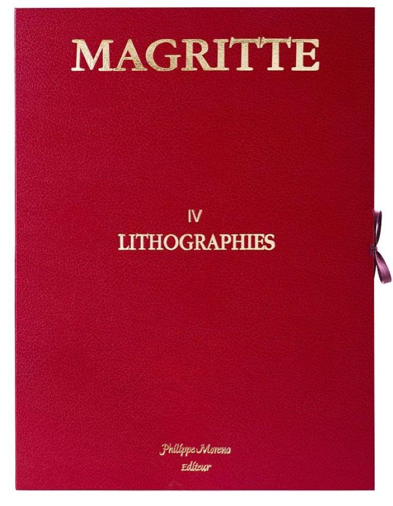 Complete set of 20 color lithographs in a beautiful burgundy board with ties, plate-signed by Magritte and numbered from the edition of 275. 
  
The lithograph features the dry stamps of the Magritte Foundation & ADAGP and is countersigned in pencil