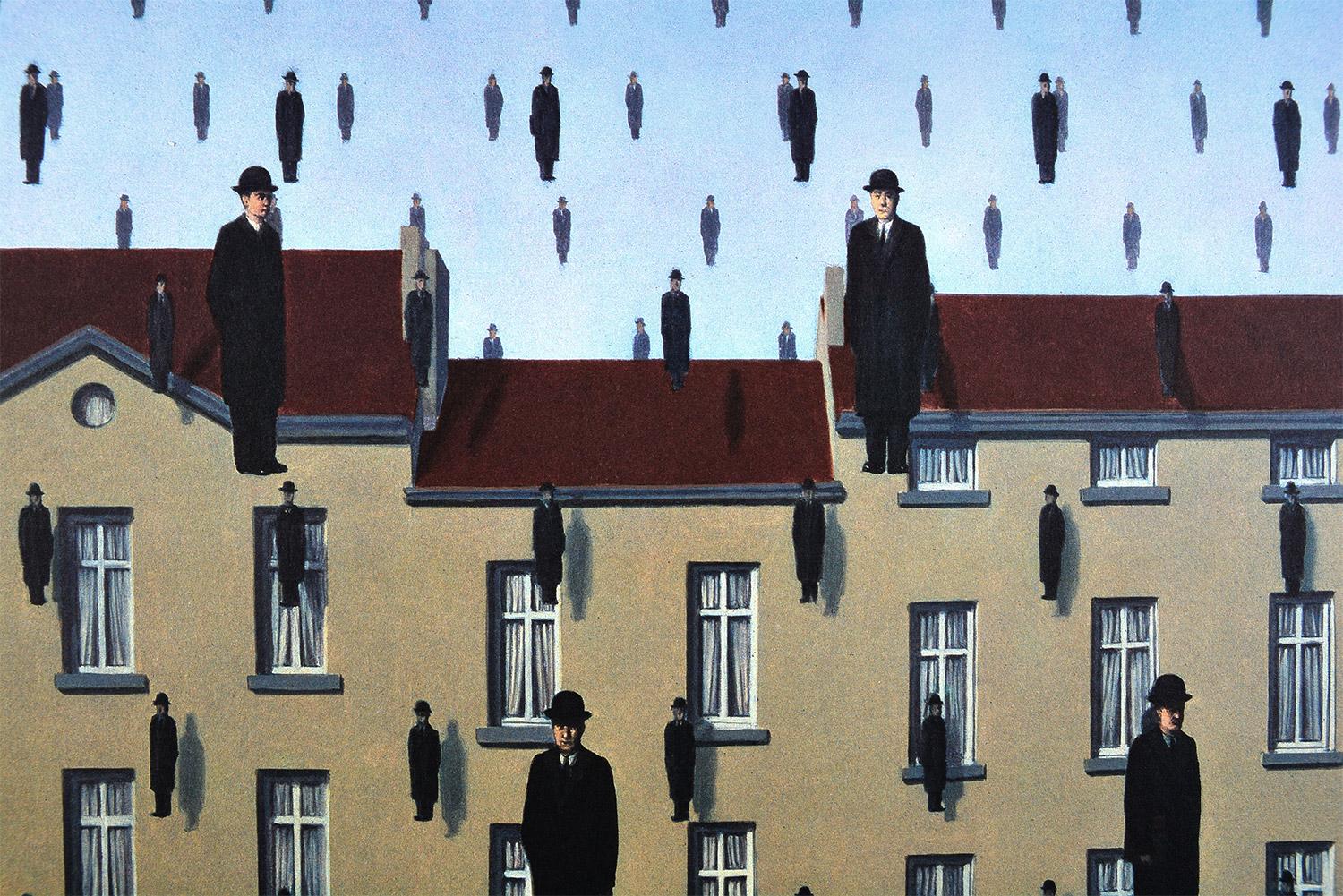 RENÉ MAGRITTE - GOLCONDE, 1953 Litografia in edizione limitata - Surrealismo - Figurative Print Blu di (after) René Magritte
