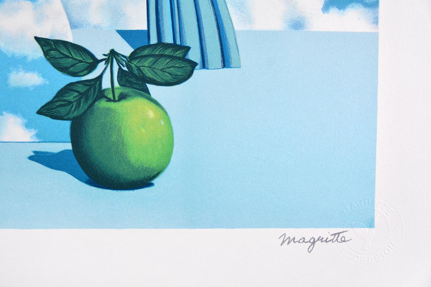 René Magritte - LE BEAU MONDE, 1962 (THE BEAUTIFUL WORLD)
Date of creation: 2010
Medium: Lithograph on BFK Rives Paper
Edition number: 154/275
Size: 60 x 45 cm
Condition: In very good conditions and never framed
Observations: Lithograph on BFK Rives