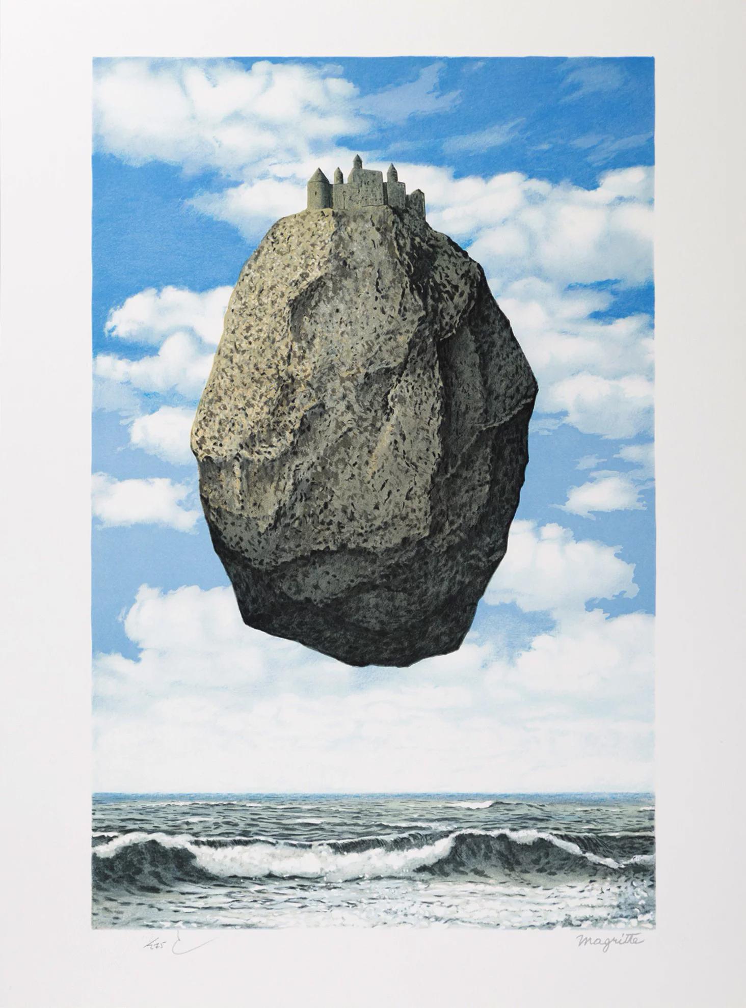 (after) René Magritte Figurative Print - RENÉ MAGRITTE - LE CHATEAU DES PYRÉNÉES, 1959 Limited ed. Lithograph Surrealism