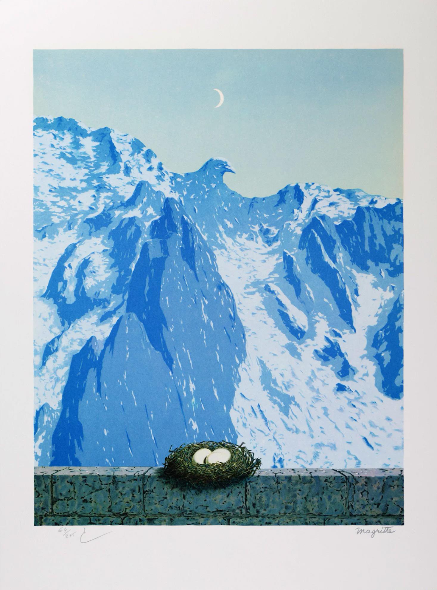 (after) René Magritte Figurative Print - RENÉ MAGRITTE - Le domaine d'Arnheim - Limited edition Lithograph Surrealism