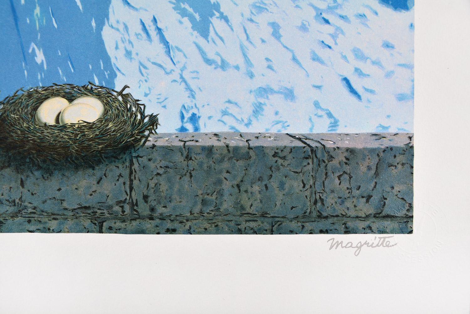 René Magritte - LE DOMAINE D'ARNHEIM, 1962 (LE DOMAINE D'ARNHEIM)
Date de création : 2010
Support : Lithographie sur papier BFK Rives
Numéro d'édition : 155/275
Taille : 60 x 45 cm
Condit : Nouveau, en parfait état et jamais encadré
Observations :