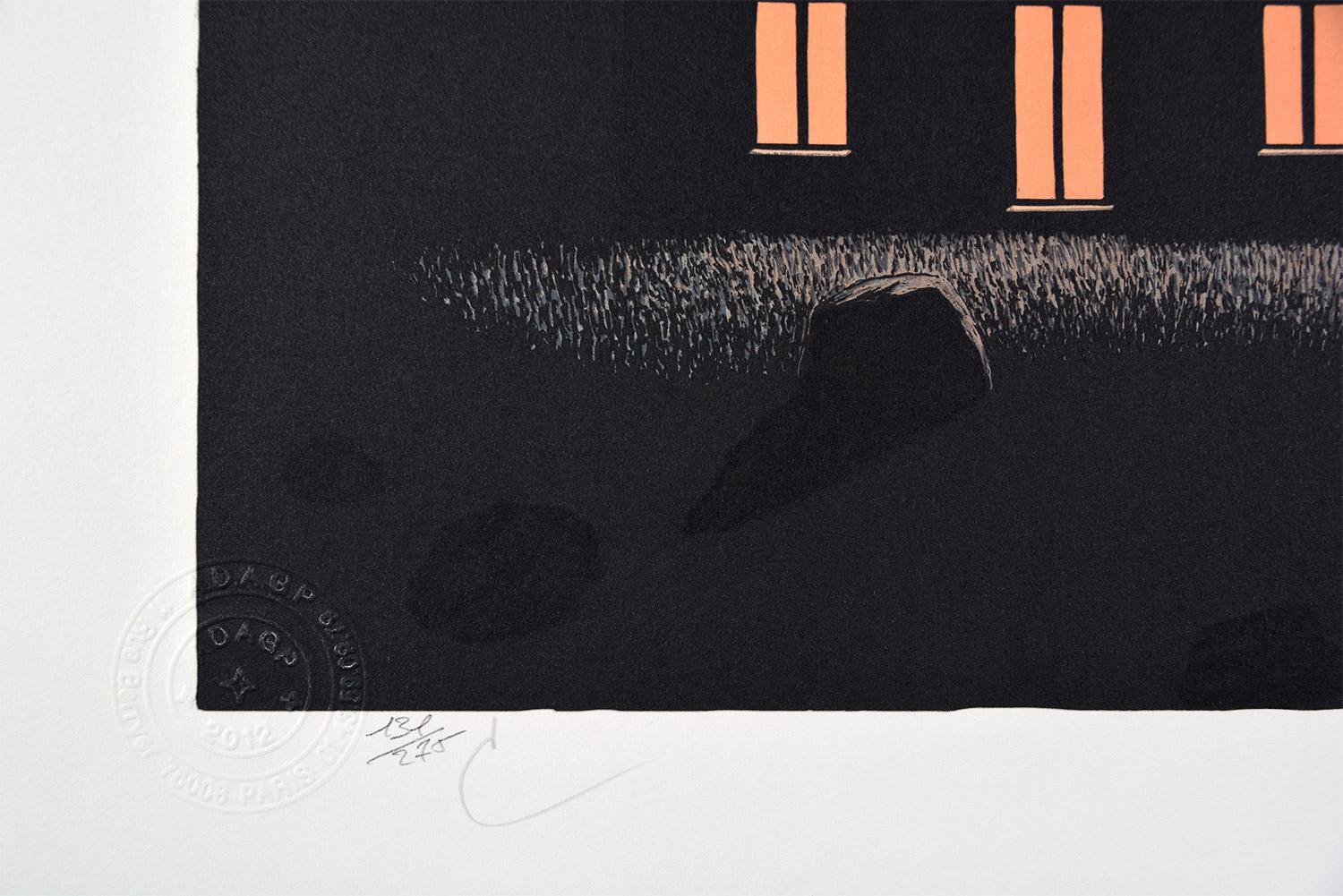 L'EMPIRE DES LUMIÈRES, 1964 (THE EMPIRE OF LIGHTS, 1964)
Date of creation: 2010
Medium: Lithograph on BFK Rives Paper
Edition: 275
Size: 60 x 45 cm
Observations: Lithograph on BFK Rives paper plate signed and numbered of a limited edition of 275