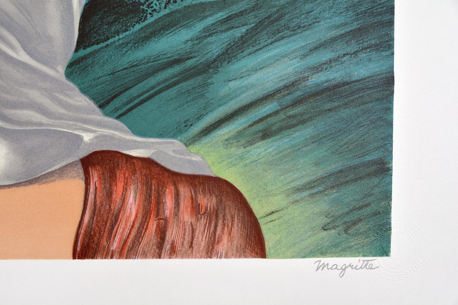 René Magritte - LES AMANTS, 1928 (THE LOVERS)
Date of creation: 2010
Medium: Lithograph on BFK Rives Paper
Edition number: 143/275
Size: 60 x 45 cm
Condition: New, in mint condition and never framed
Observations: Lithograph on BFK Rives paper plate