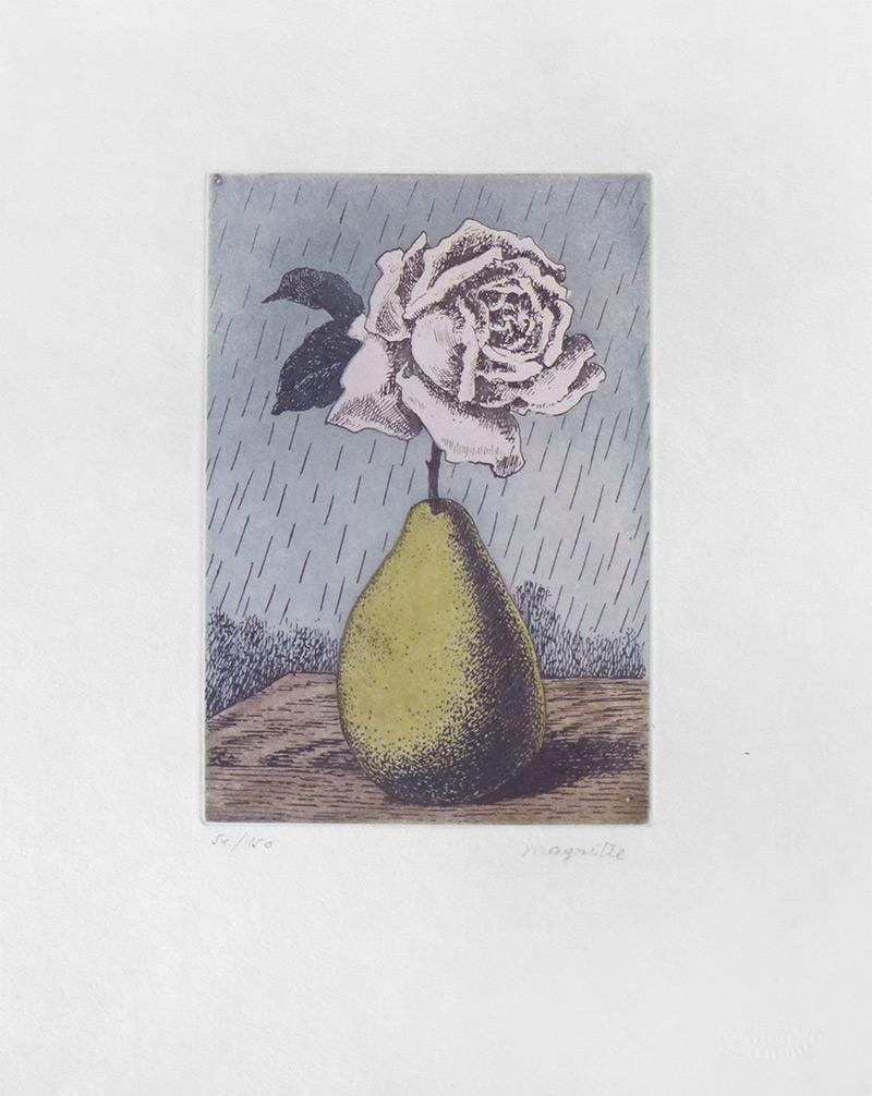 René Magritte Figurative Print – REN MAGRITTE - Poire et Rose - Limitierte Auflage Surrealismus mit Radierungen und Aquatinta