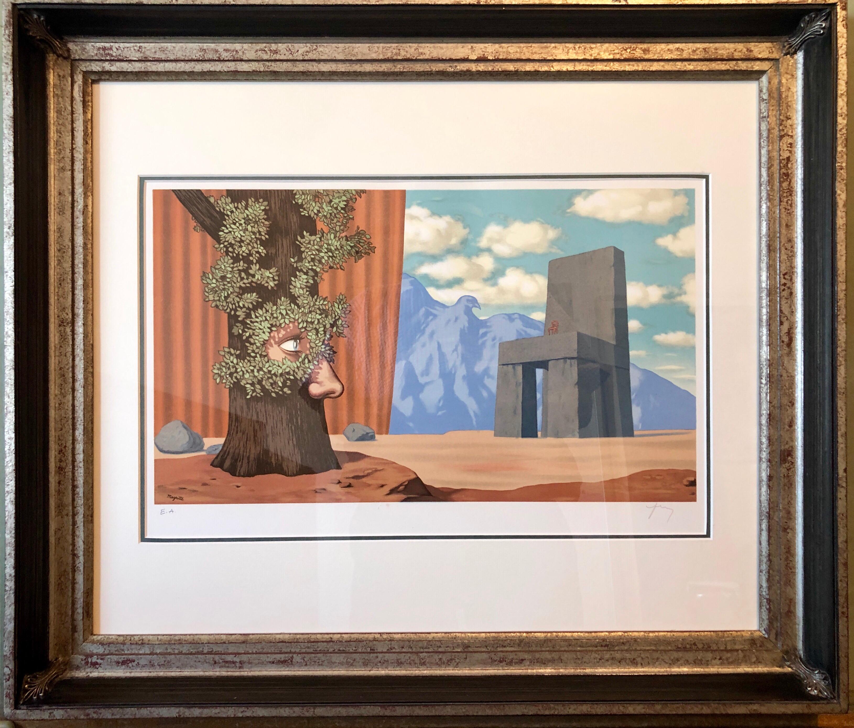 Surrealist Dream Lithograph Belgian Master Magritte Pencil Signed by Mourlot For Sale 3