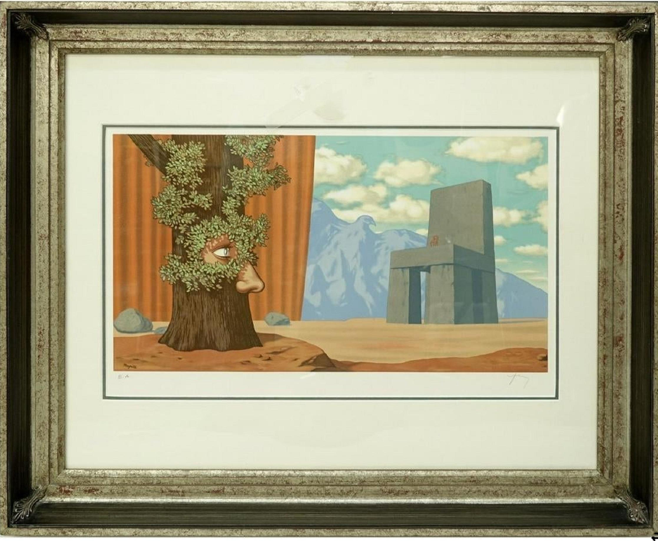 Surrealist Dream Lithograph Belgian Master Magritte Pencil Signed by Mourlot For Sale 4