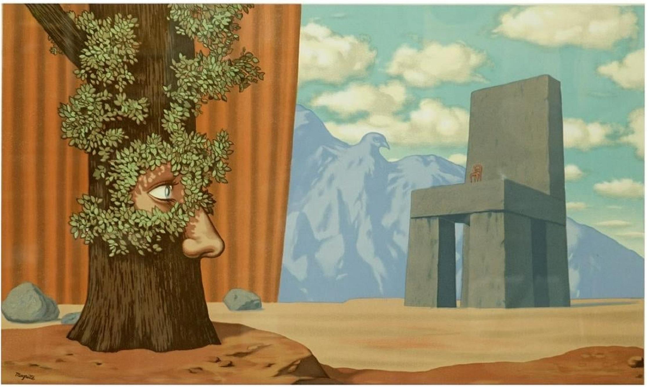 Sueño surrealista Litografía Lápiz del maestro belga Magritte Firmada por Mourlot - Print de (after) René Magritte