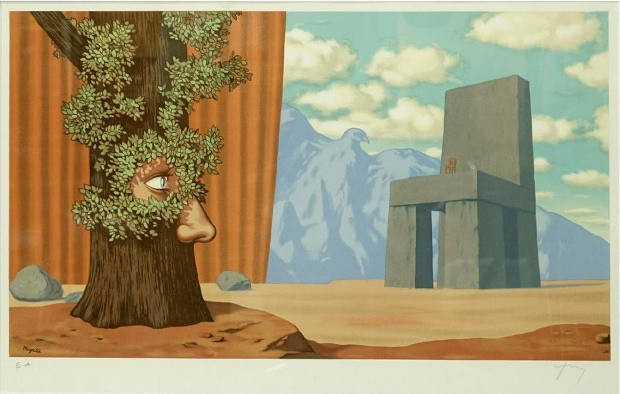 Sueño surrealista Litografía Lápiz del maestro belga Magritte Firmada por Mourlot - Print Surrealista de (after) René Magritte