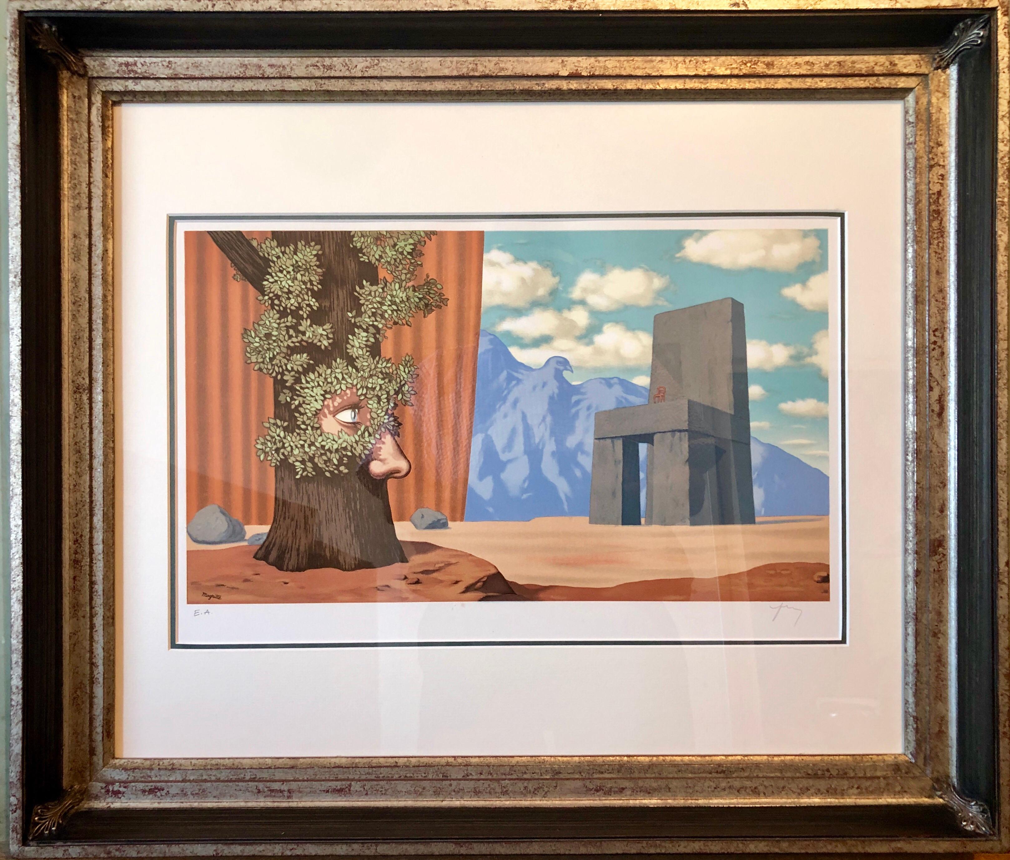 Sueño surrealista Litografía Lápiz del maestro belga Magritte Firmada por Mourlot - Landscape Print Marrón de (after) René Magritte