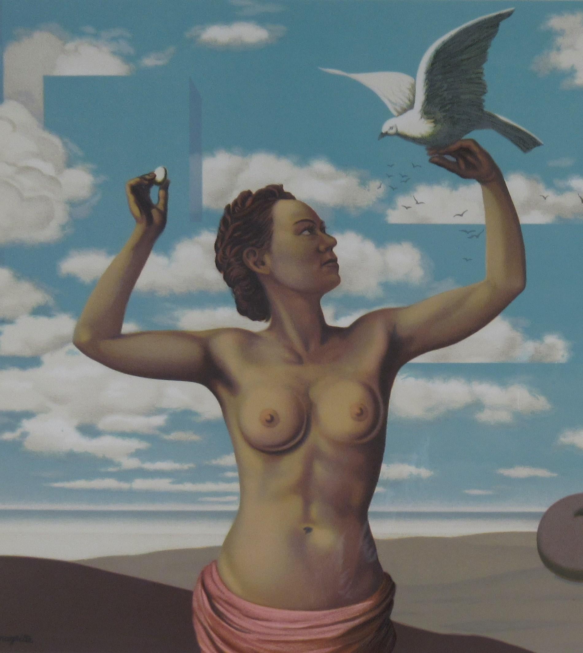 Une Jeune Femme Presente Avec Grace, aus Les Enfants Trouves (Surrealismus), Print, von (after) René Magritte