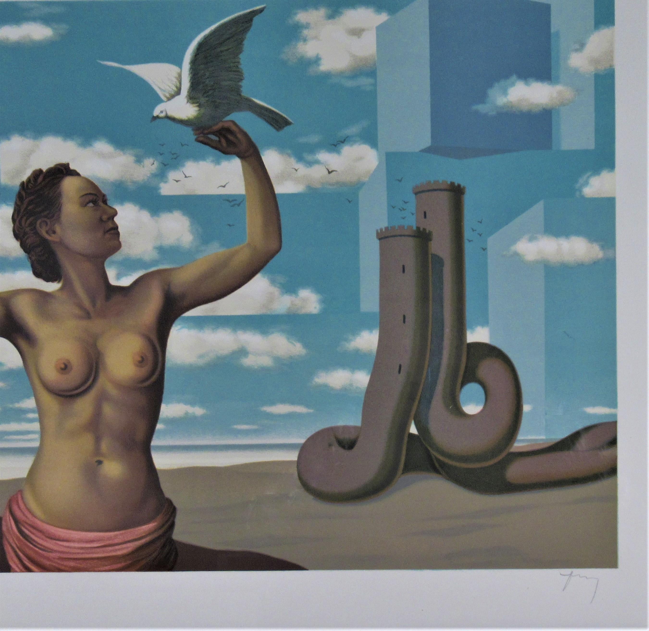 Une Jeune Femme Presente Avec Grace, from Les Enfants Trouves - Surrealist Print by (after) René Magritte