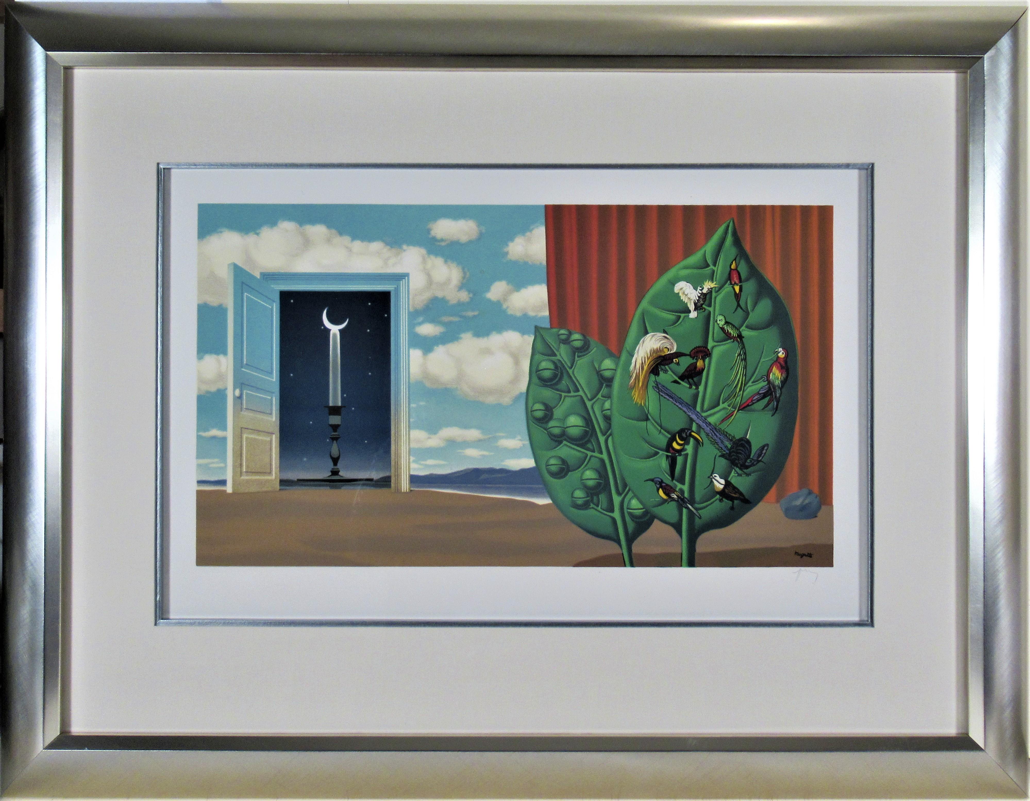 (after) René Magritte Figurative Print - Une Porte s'Ouvre sur la Nuit Veloutee, from Les Enfants Trouves.