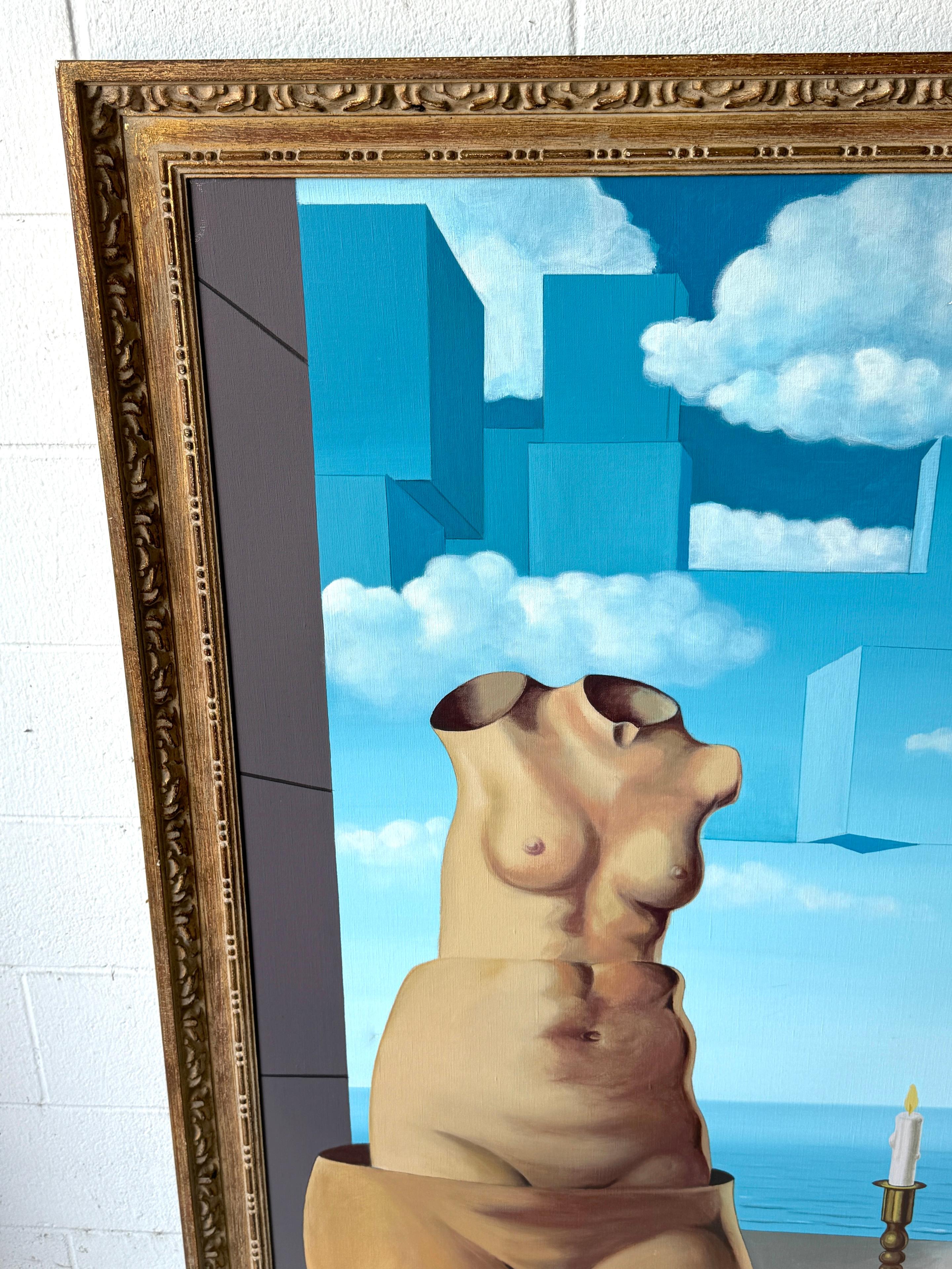 Moderno (after) René Magritte's Delusions of Grandeur II, Replica d'epoca olio su tela in vendita
