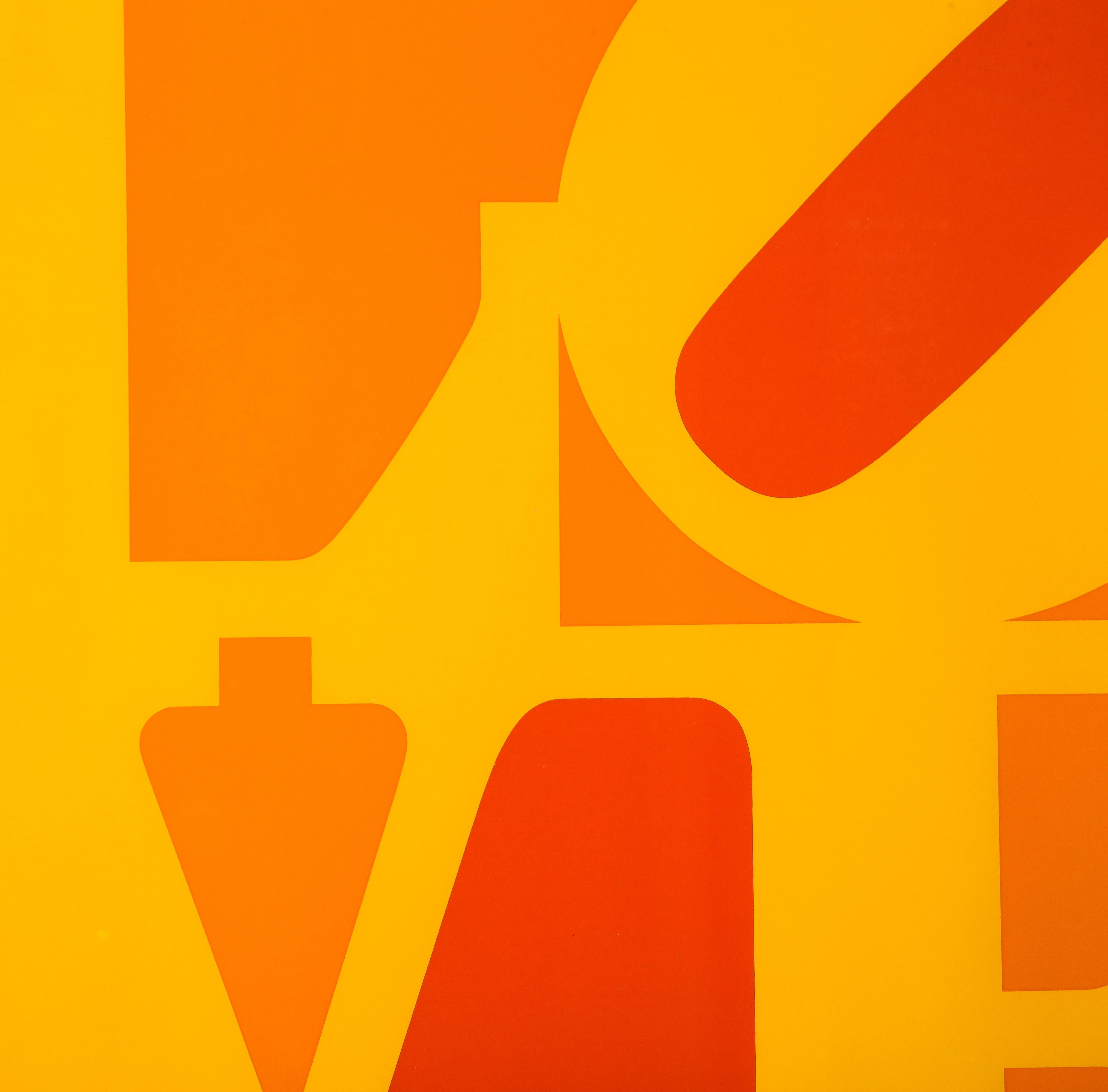 Mid-Century Modern D'après Robert Indiana:: Golden Love:: sérigraphie:: sérigraphie:: jaune:: orange:: rouge en vente