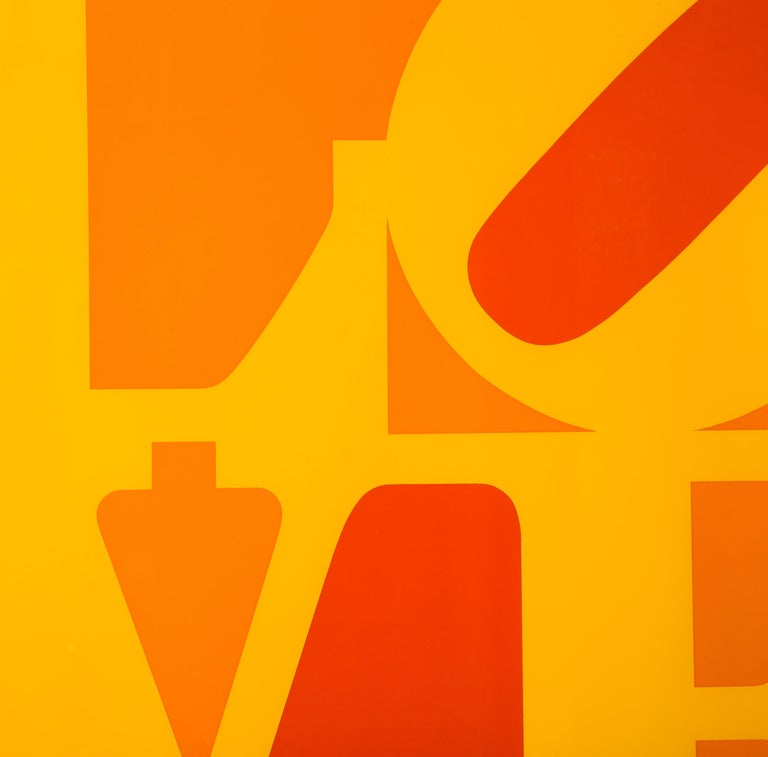 Mid-Century Modern After Robert Indiana, Golden Love, Screenprint, Serigraph, Yellow, Orange, Red For Sale