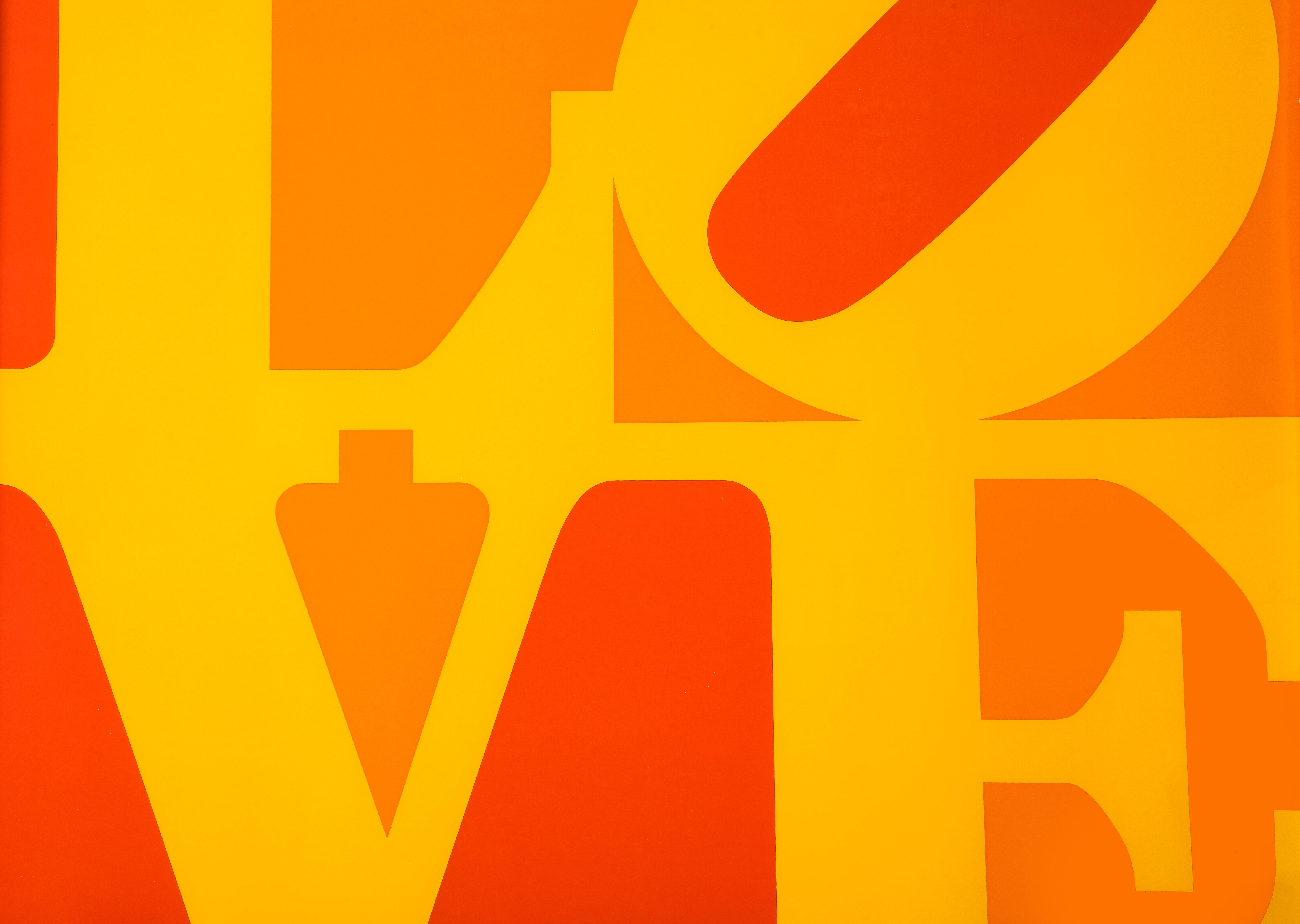 Fin du 20e siècle D'après Robert Indiana:: Golden Love:: sérigraphie:: sérigraphie:: jaune:: orange:: rouge en vente
