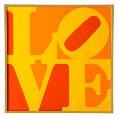 Vintage After Robert Indiana, Golden Love, Screenprint, Serigraph, Yellow, Orange, Red