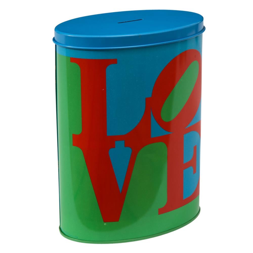 Late 20th Century Pop Art Love Coin Bank, After Robert Indiana, Red, Blue, Green.  For Sale