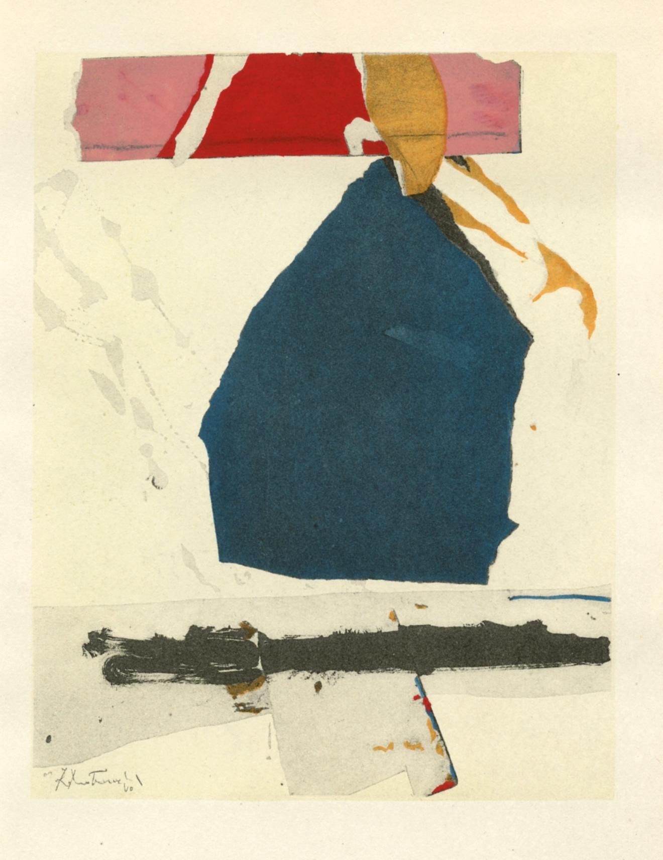 "Blue Figure" pochoir - Print by (after) Robert Motherwell