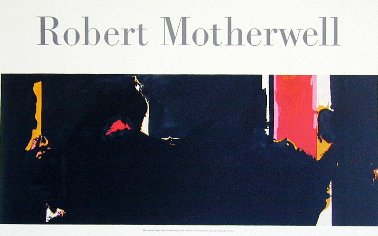 FACE OF THE NIGHT(Octavio Paz) Hand Lithography Poster, Abstract Expressionist - Gray Abstract Print by (after) Robert Motherwell