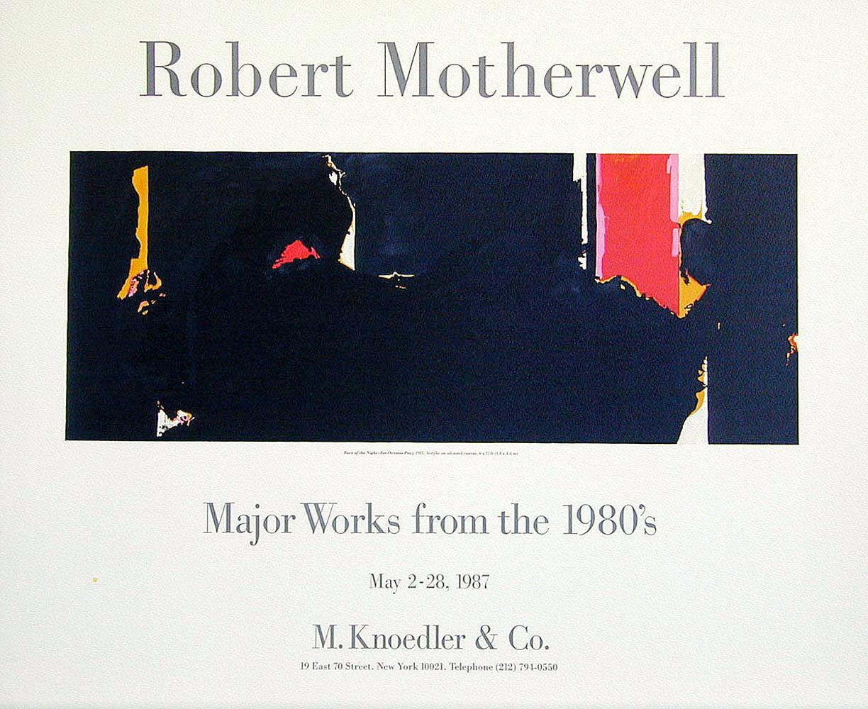 (after) Robert Motherwell Abstract Print - FACE OF THE NIGHT(Octavio Paz) Hand Lithography Poster, Abstract Expressionist