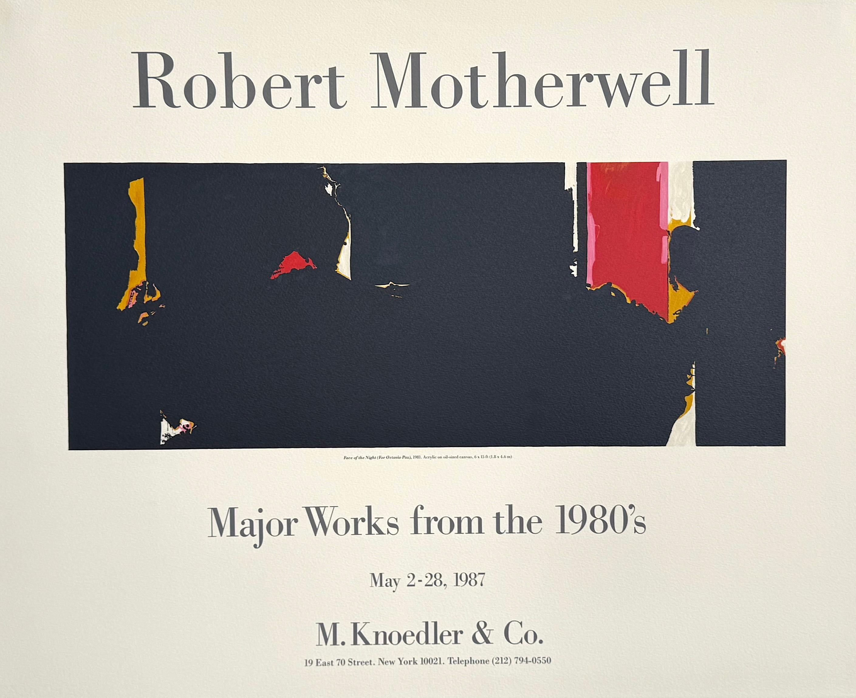 (after) Robert Motherwell Abstract Print - FACE OF THE NIGHT(Octavio Paz)Lithograph on Arches Paper, Abstract Expressionist