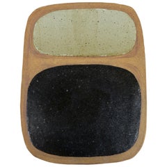 "After Rothko" Carved Black and Grey Shapes On Bare Clay, Ceramic Wall Hanging