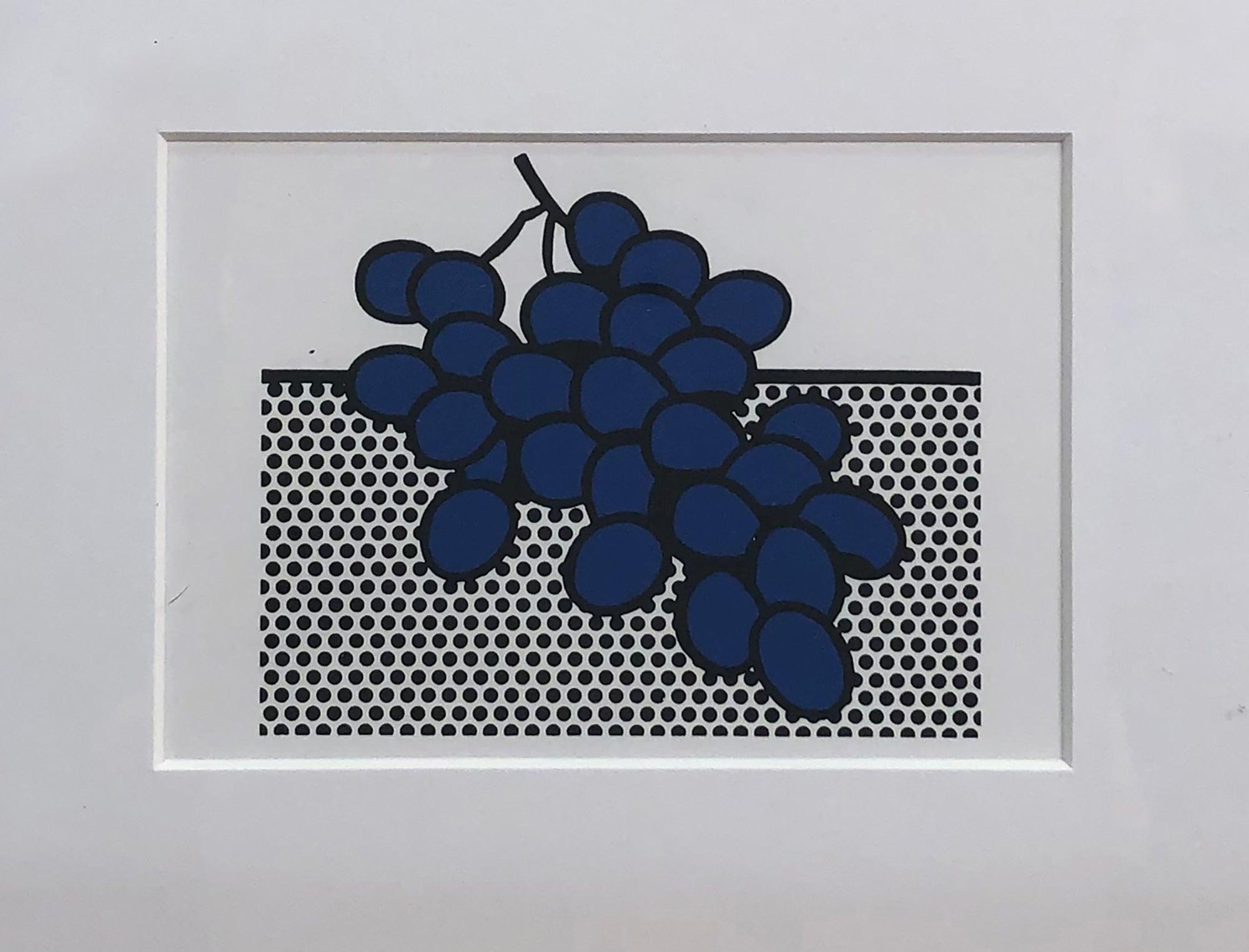 1972 Roy Lichtenstein 'Blue Grapes' Invitation FRAMED - Print by (after) Roy Lichtenstein