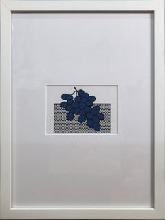 1972 Roy Lichtenstein 'Blue Grapes' Pop Art Blue, Black, White France Lithograph F