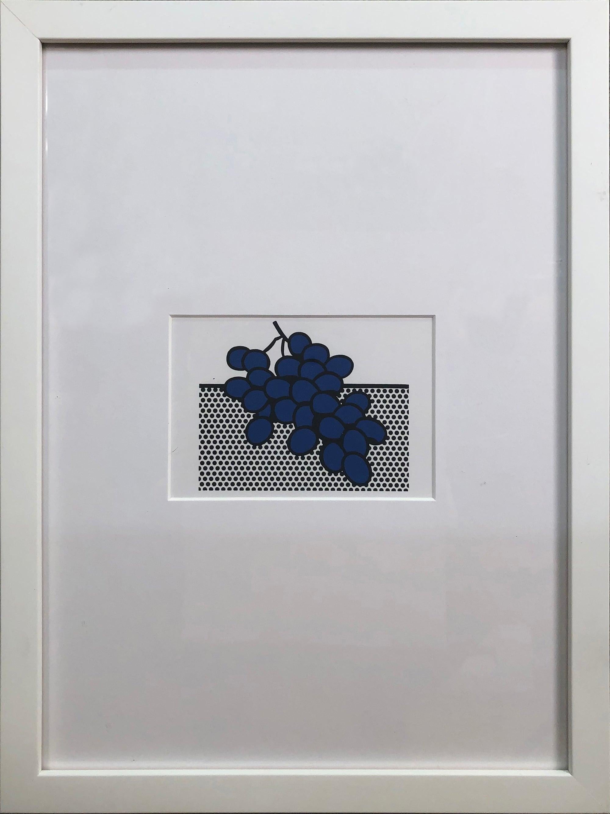 (after) Roy Lichtenstein Still-Life Print - 1972 Roy Lichtenstein 'Blue Grapes' Pop Art Blue, Black, White France Lithograph F