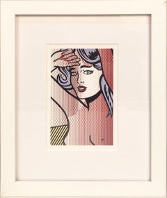 Retro 1997 Roy Lichtenstein 'Nude with Blue Hair' Invitation Framed