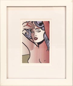 Vintage 1997 Roy Lichtenstein 'Nude with Blue Hair' Invitation Framed