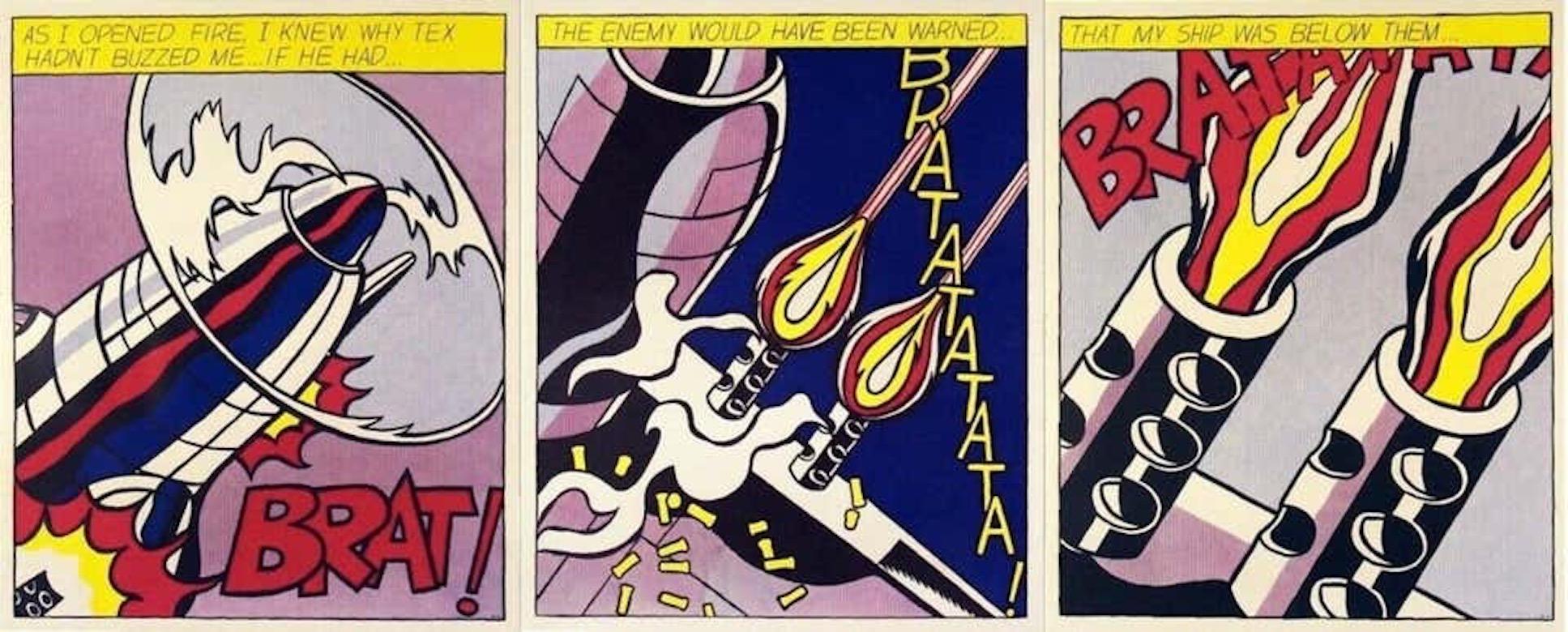 (after) Roy Lichtenstein Abstract Print - As I Opened Fire (Tryptych), Original offset lithographs