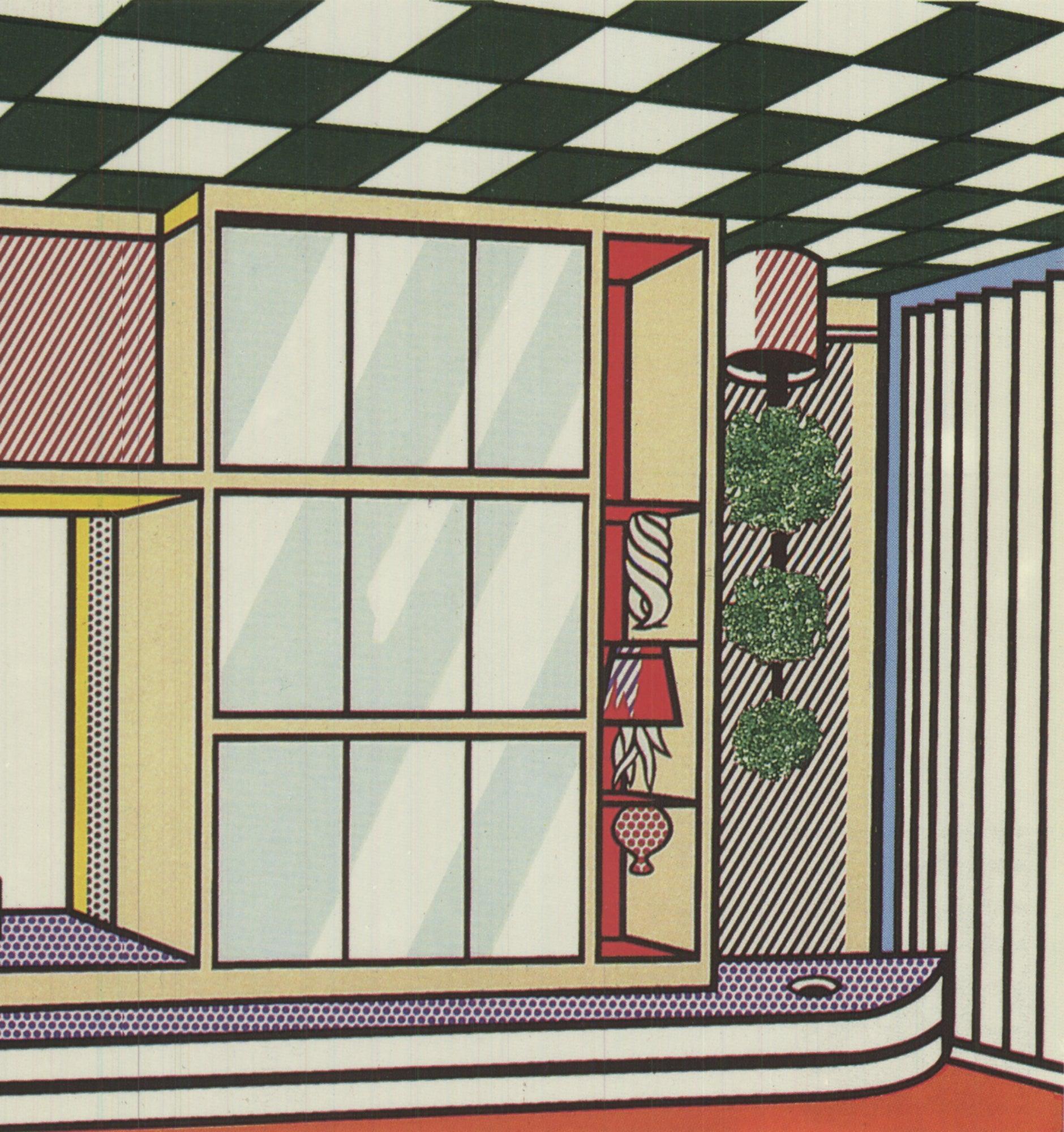 Roy Lichtenstein  Intérieur avec bar intégré, Pop Art Vintage - Gris Interior Print par (after) Roy Lichtenstein
