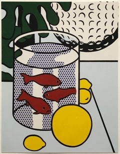 Lichtenstein - Natura morta con boccia per pesci rossi, Pop Art vintage