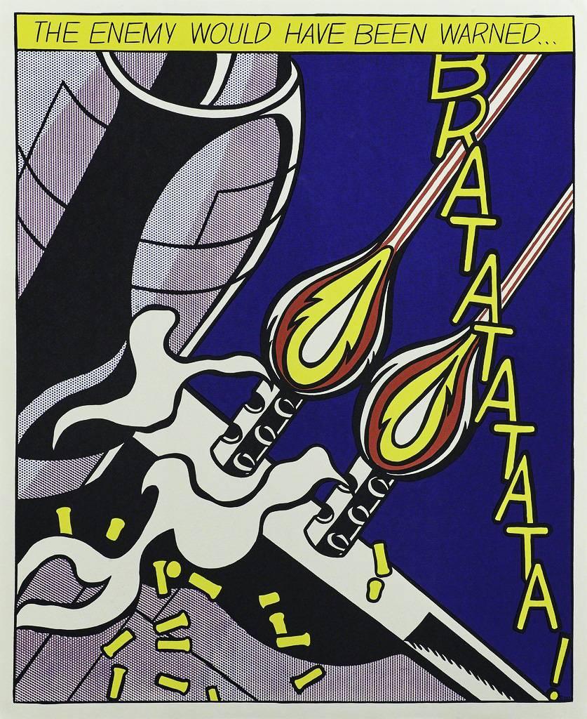 Roy Lichtenstein As I Opened Fire (set of 3 lithographic posters) - Beige Abstract Print by (after) Roy Lichtenstein