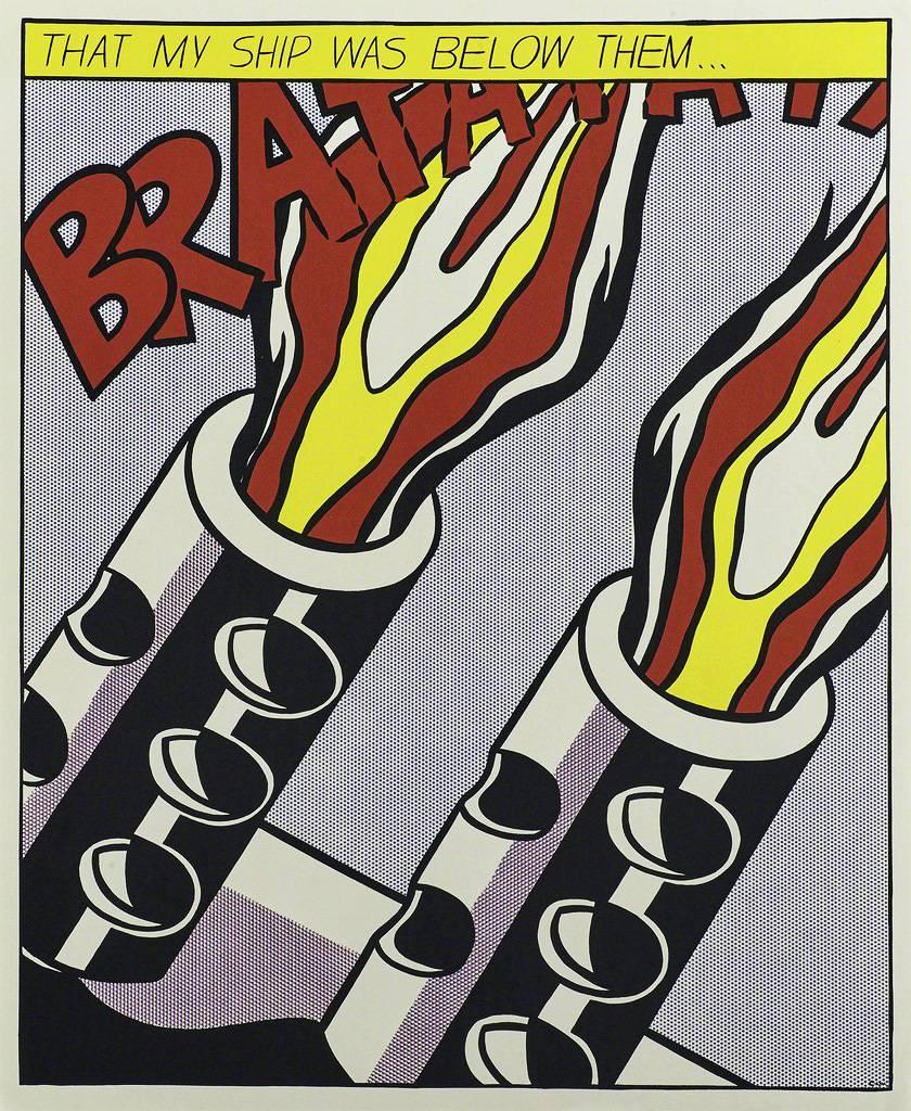 (after) Roy Lichtenstein Figurative Print - Roy Lichtenstein As I Opened Fire (set of 3 lithographic posters)