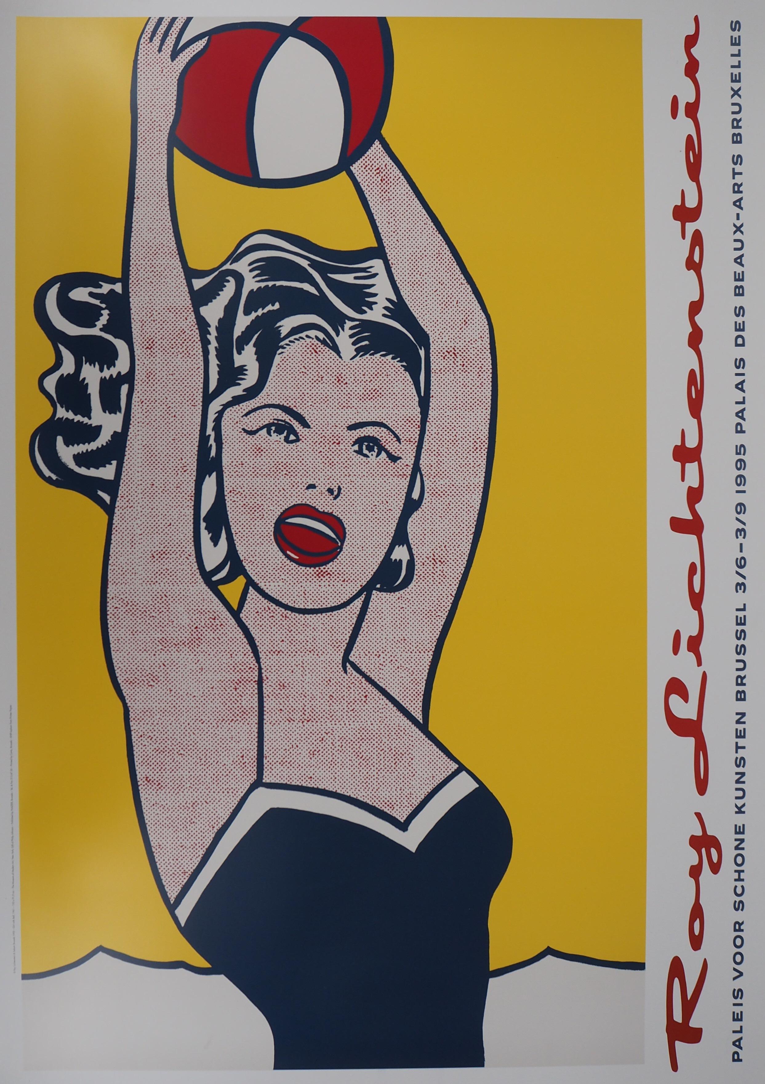 Woman with Red Ball - Original vintage poster, Bruxelles 1995 - Print by (after) Roy Lichtenstein