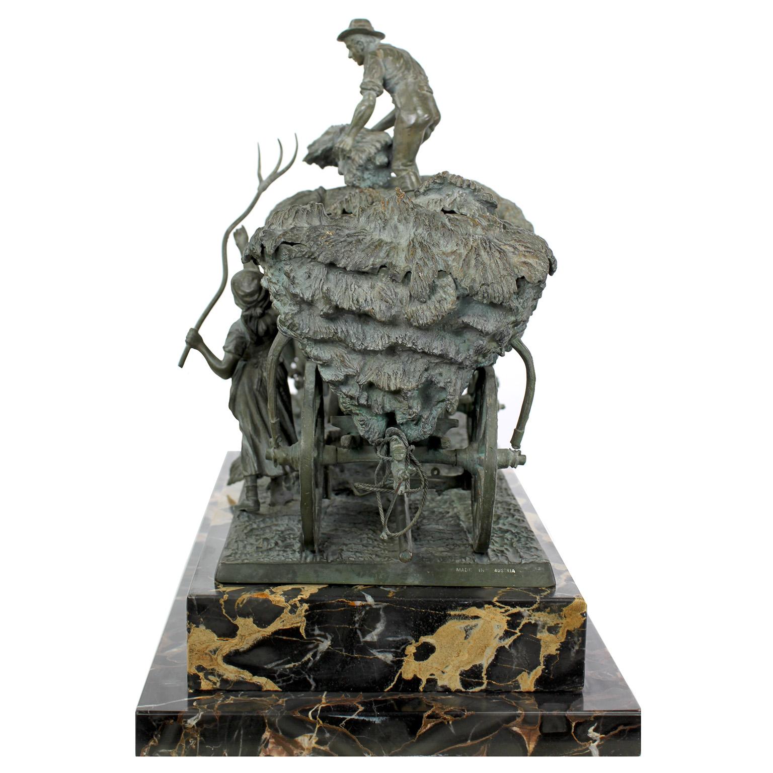 After Rudolf Winder, a Bronze Sculpture Farmers on Horse-Cart 2