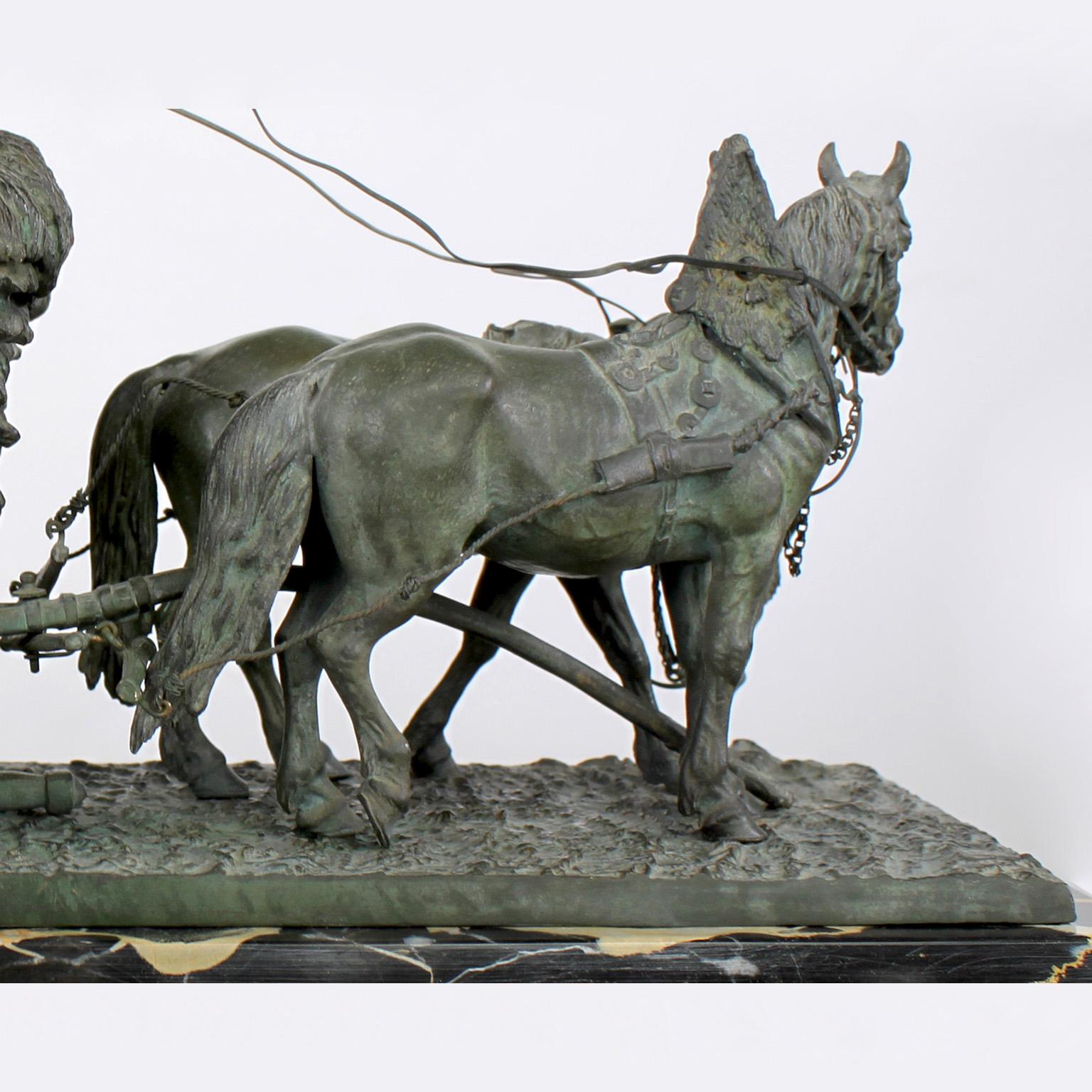 After Rudolf Winder, a Bronze Sculpture Farmers on Horse-Cart 1