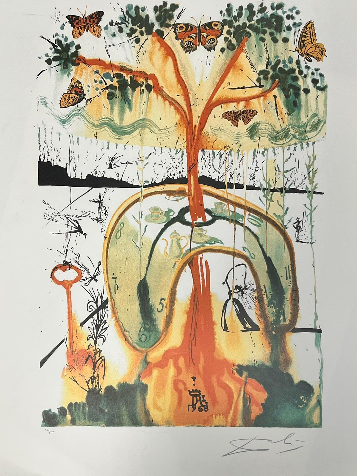Lithographie en couleur arbre doré avec papillons d'après Dali, édition limitée - Abstrait Print par (after) Salvador Dali