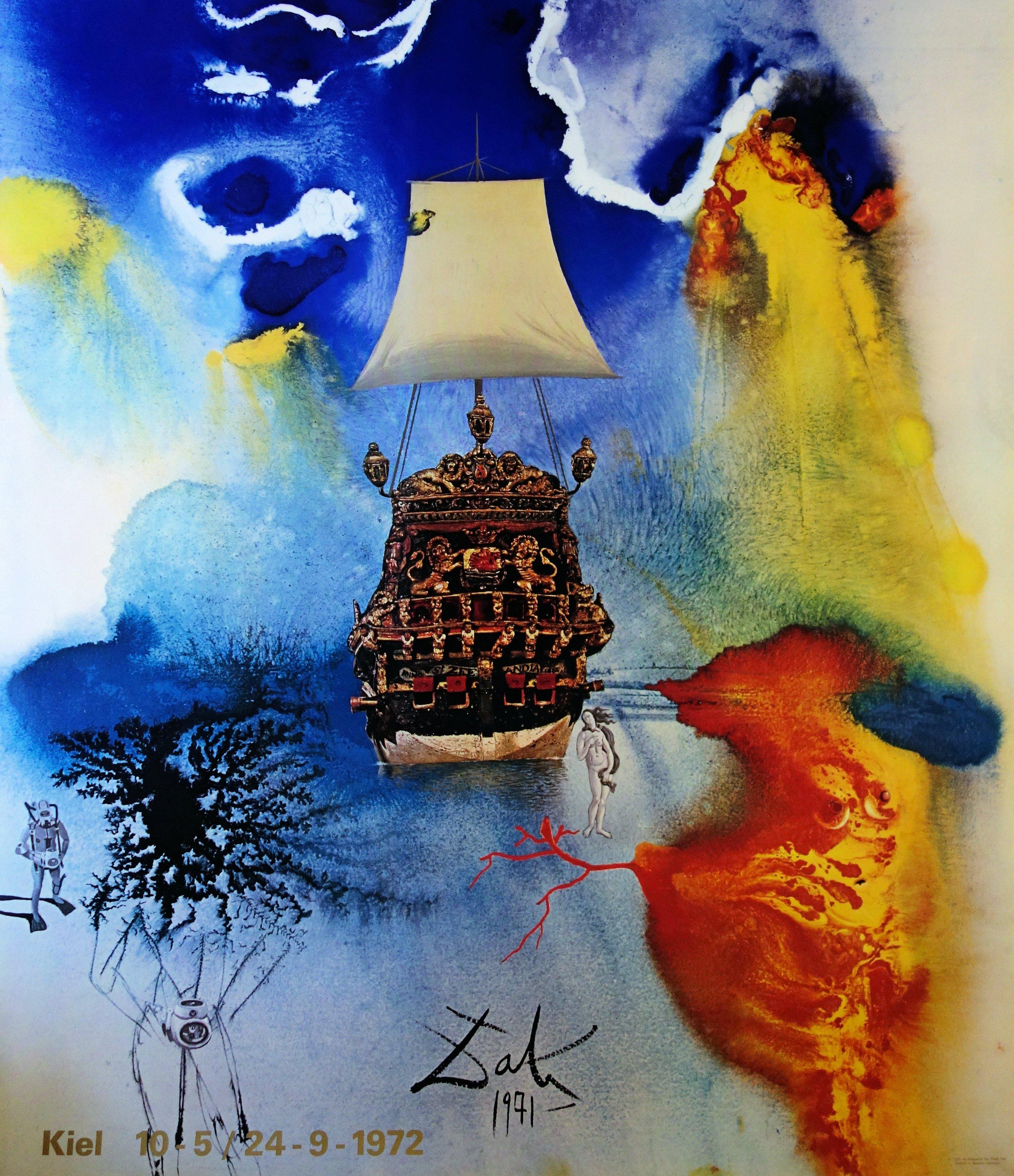 Man and Sea - Vintage exhibition poster - 1972 - Print by (after) Salvador Dali